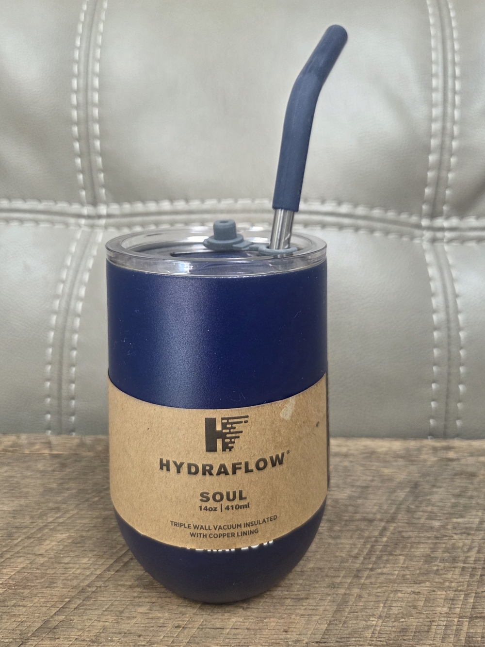 NWT Hydraflow Soul 14oz Insulated Wine Tumbler Smoothie Cup Navy Blue (B1k)